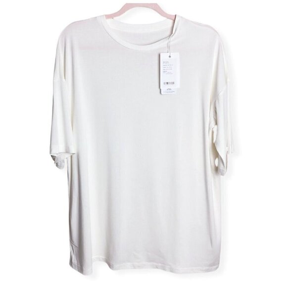 DOVERIST Off-Duty 24T Crisp White Top NWT $65 Crewneck Women's Size S/M - Picture 3 of 10